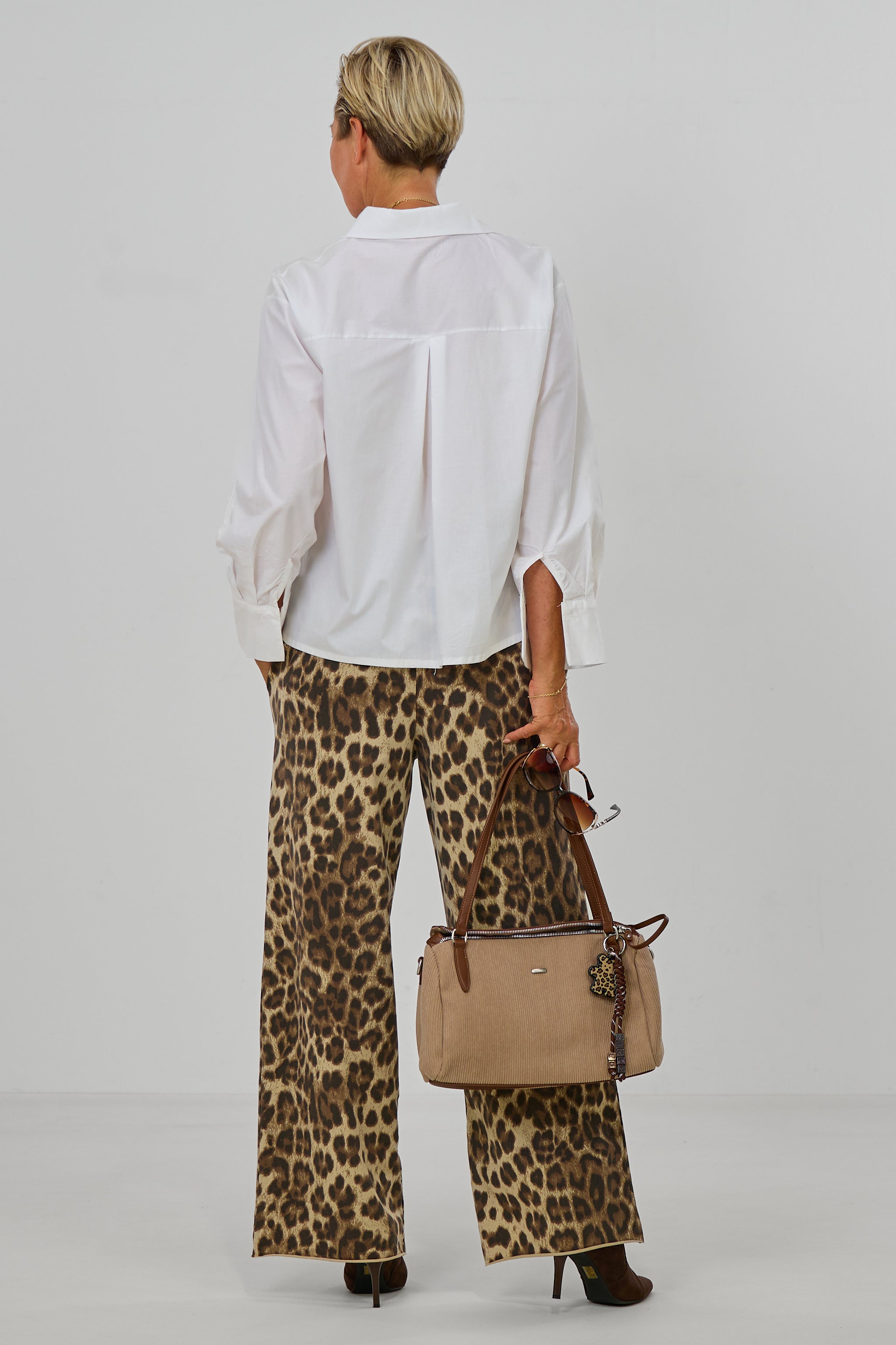 Hose mit weitem Bein im Leo-Look, leo