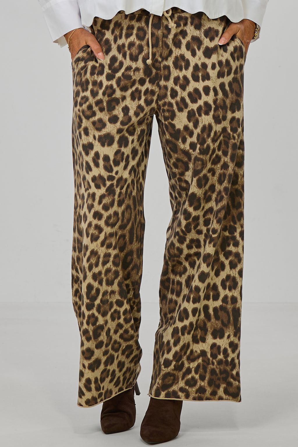 Hose mit weitem Bein im Leo-Look, leo