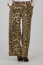 Hose mit weitem Bein im Leo-Look, leo