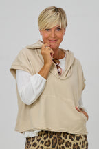 Ärmelloser Oversized Hoodie, beige