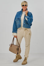 Oversized Jeansjacke Fledermausärmeln, denim blau
