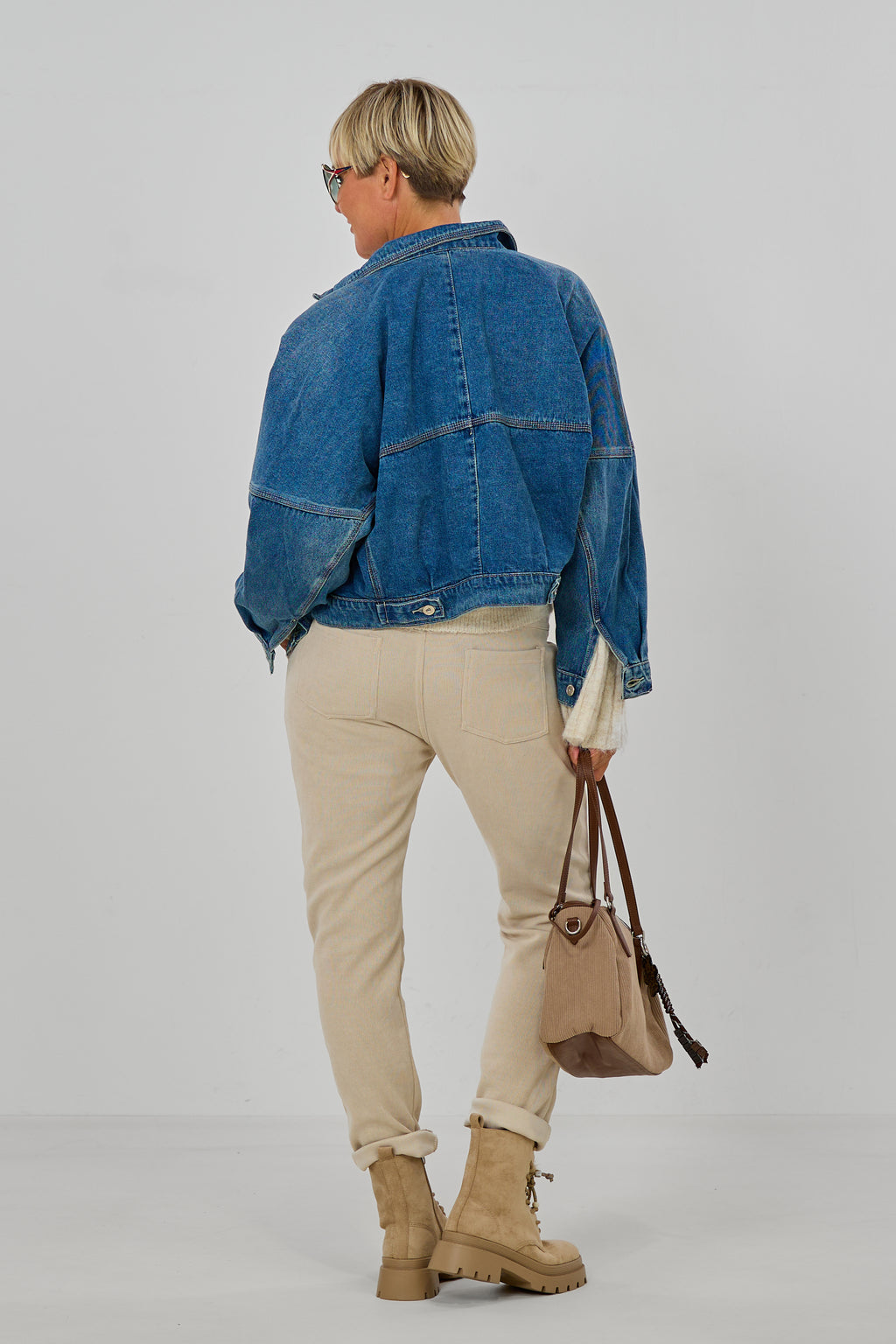 Oversized Jeansjacke Fledermausärmeln, denim blau