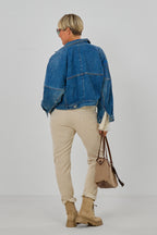 Oversized Jeansjacke Fledermausärmeln, denim blau