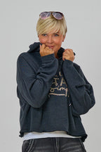 Strickpulli mit Kapuze STAY, anthrazit-gold