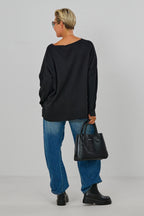 Oversized Strickpulli NYC 1981, schwarz
