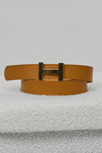 Ledergürtel mit goldener Schnalle, camel-gold