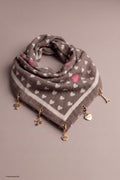 Weiches Tuch mit Charms, braun-beige-pink