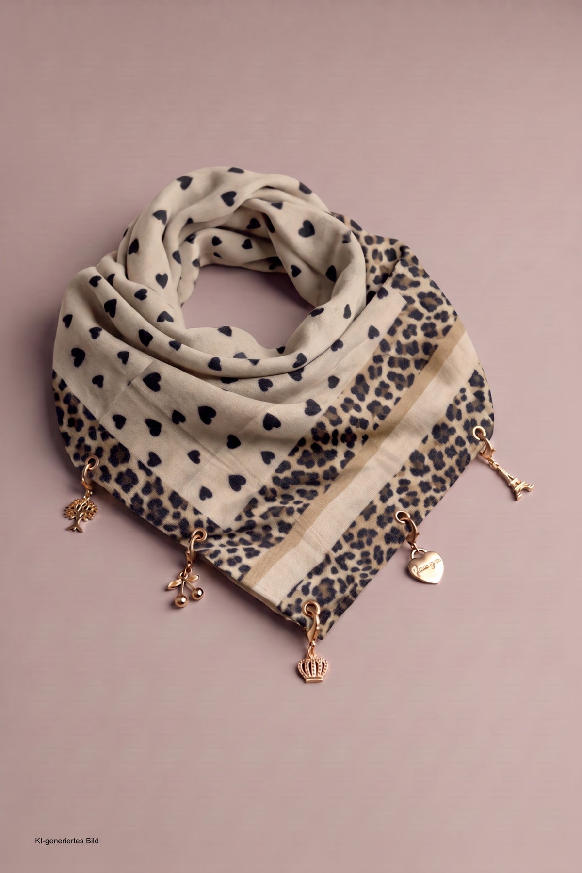 Weiches Tuch mit Charms, beige-leo