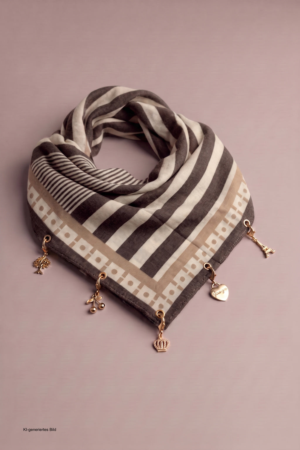 Weiches Tuch mit Charms, braun-beige-taupe
