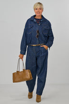 Kurze Jeans-Hemdjacke, dark denim