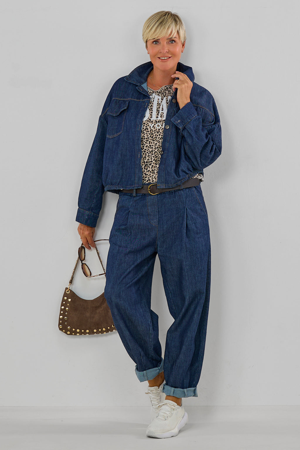 Kurze Jeans-Hemdjacke, dark denim