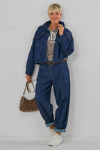 Kurze Jeans-Hemdjacke, dark denim