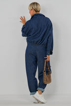 Kurze Jeans-Hemdjacke, dark denim
