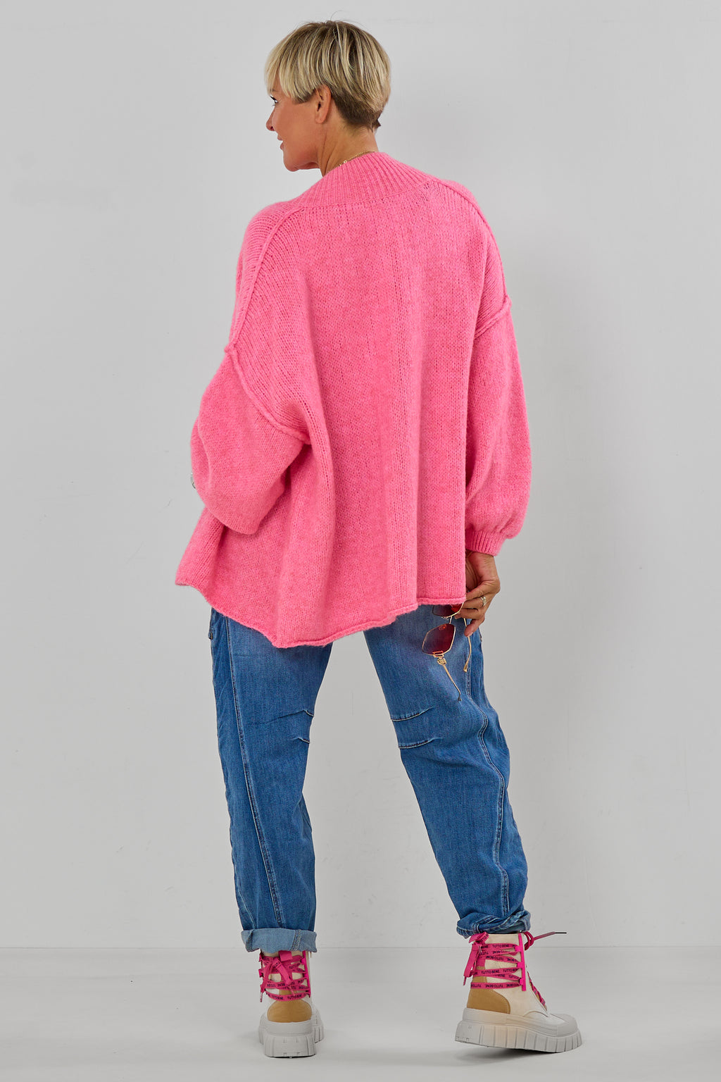 Cardigan mit naturfarbenen Knöpfen, pink