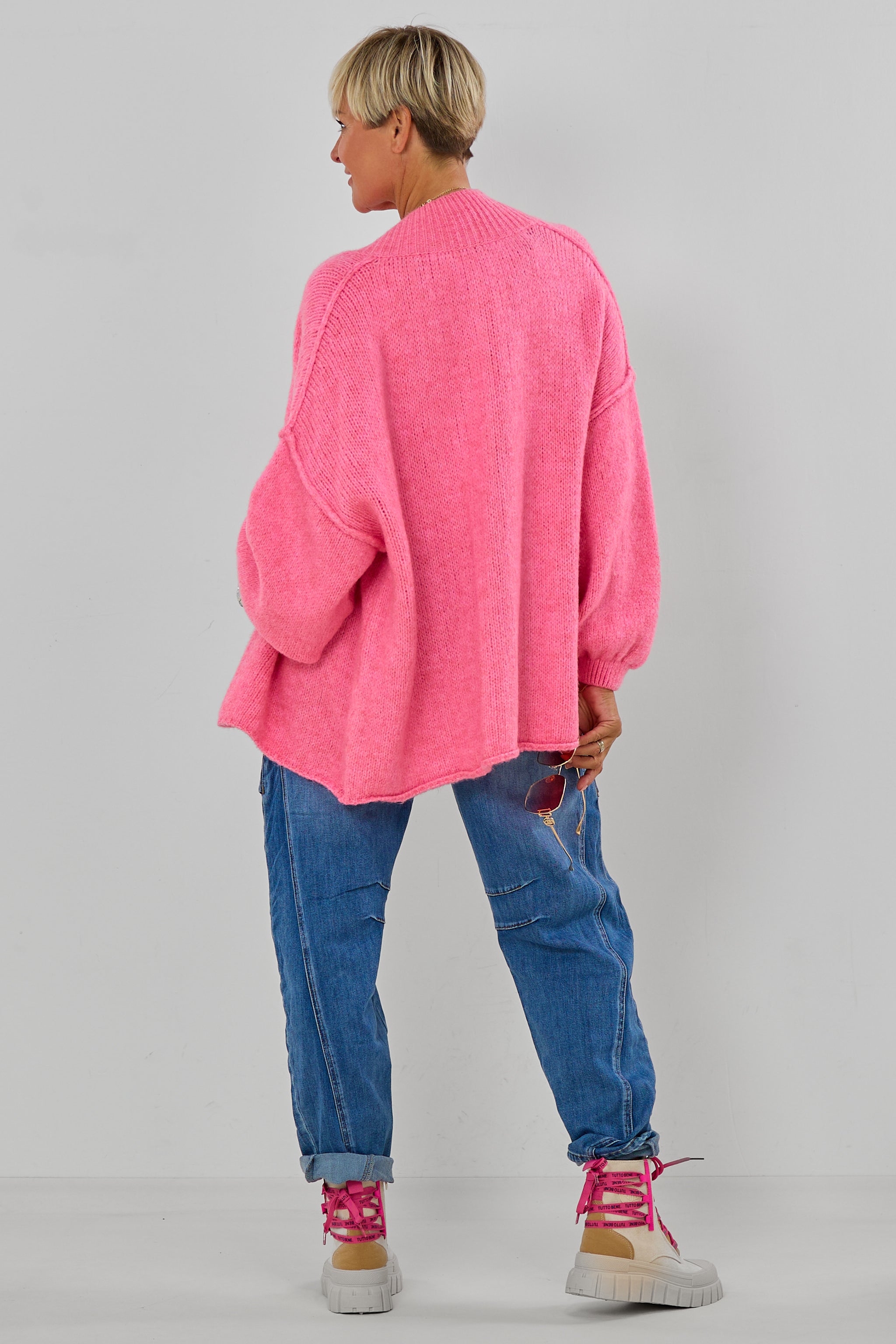 Cardigan mit naturfarbenen Knöpfen, pink