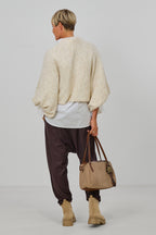 Strickpulli/Überwurf, quergestrickt, beige meliert