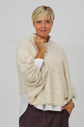 Strickpulli/Überwurf, quergestrickt, beige meliert