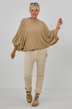 Strickpulli/Überwurf, quergestrickt, hellcamel meliert