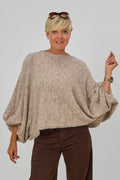 Strickpulli/Überwurf, quergestrickt, stein meliert
