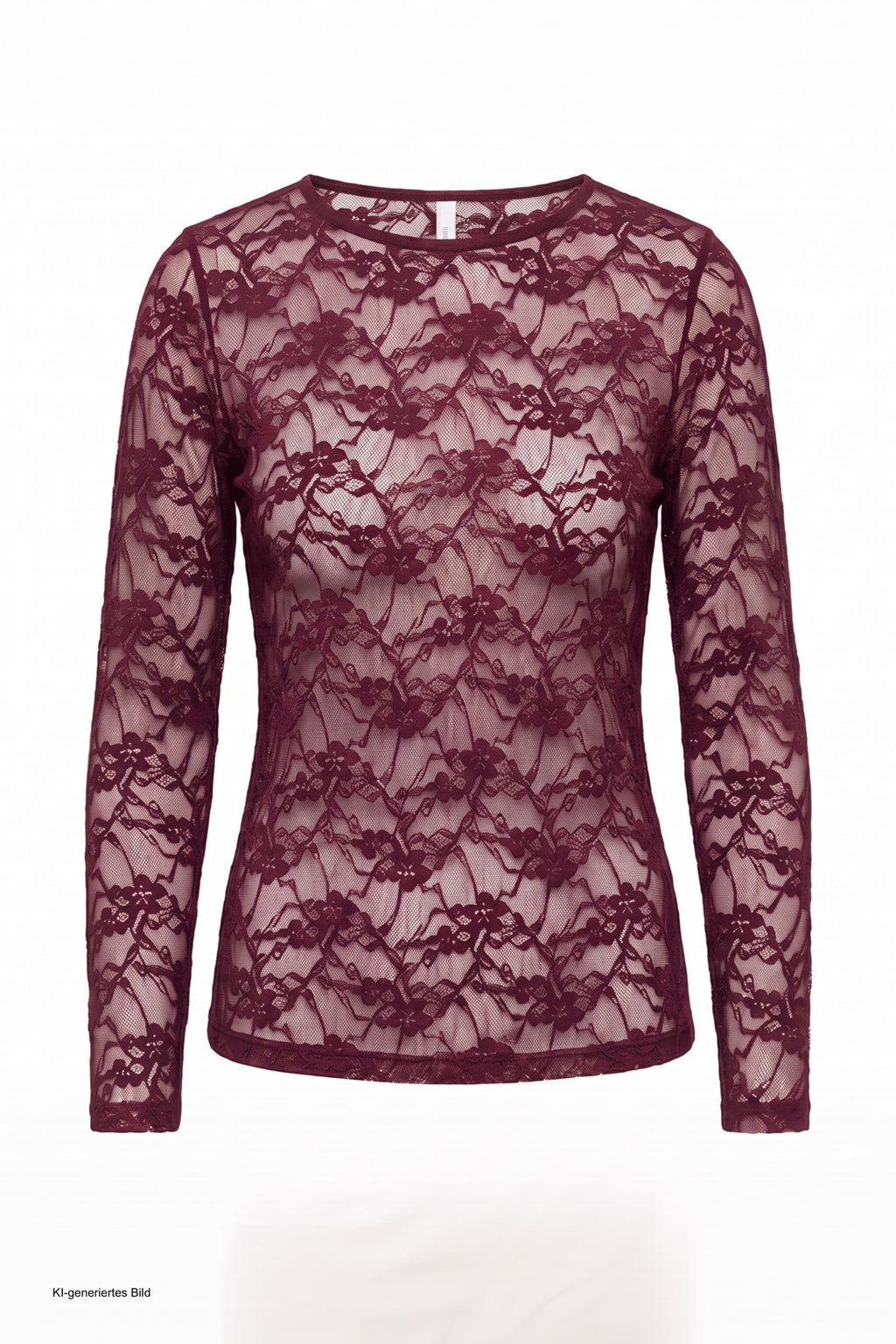 Samtiges Spitzen-Langarmshirt, bordeaux
