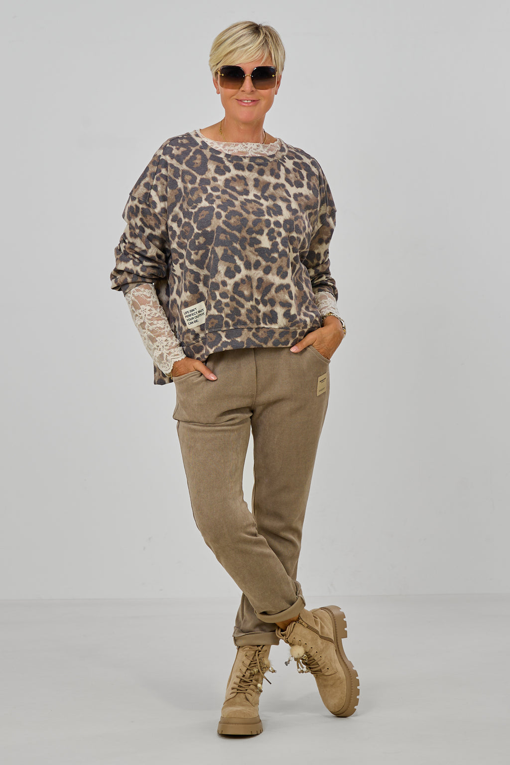 Feincord-Hose mit elastischem Bund, taupe
