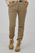 Feincord-Hose mit elastischem Bund, taupe