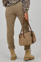 Feincord-Hose mit elastischem Bund, taupe