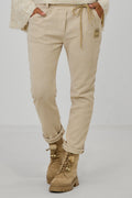 Feincord-Hose mit elastischem Bund, beige