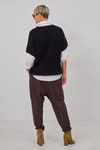 Flauschige oversized Strickweste, schwarz