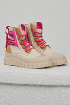 Schnürstiefelette, beige-pink