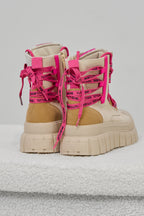 Schnürstiefelette, beige-pink