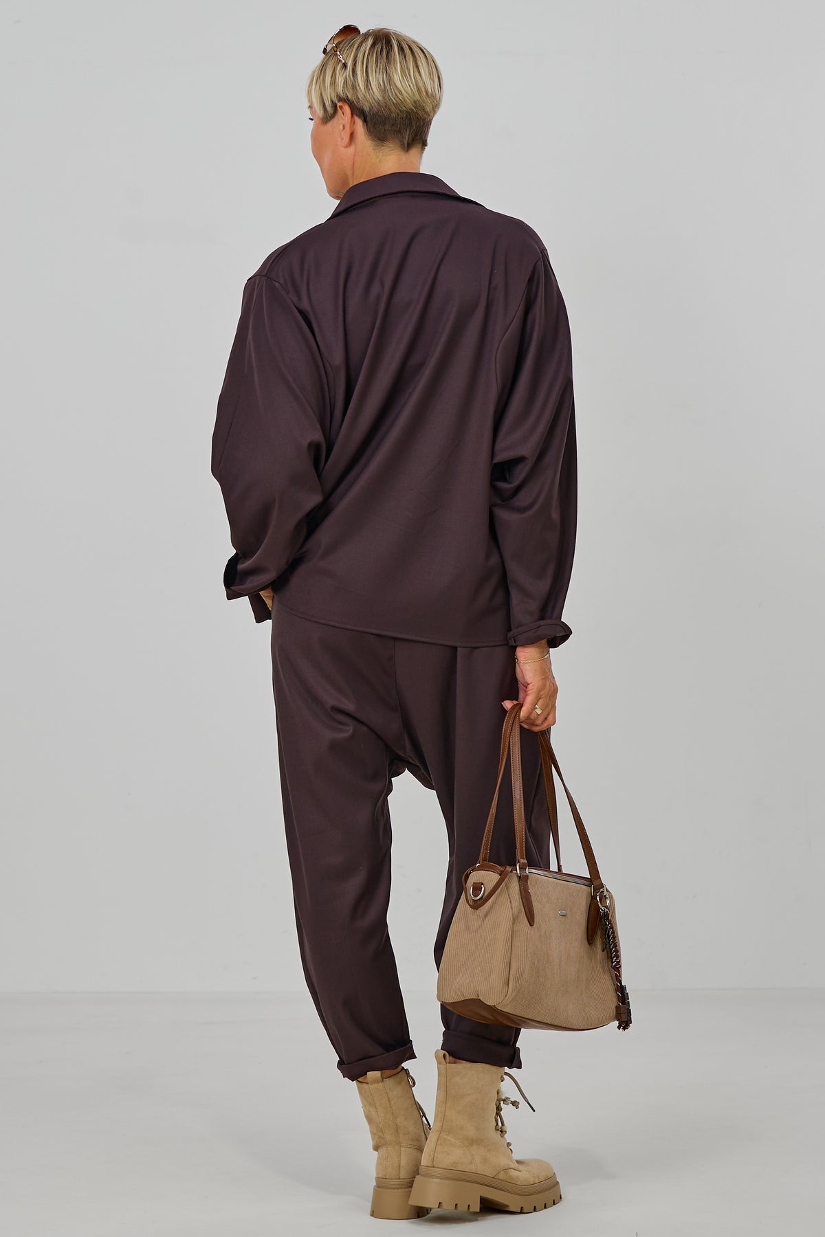 Hemdbluse mit Fledermausärmeln, schokobraun