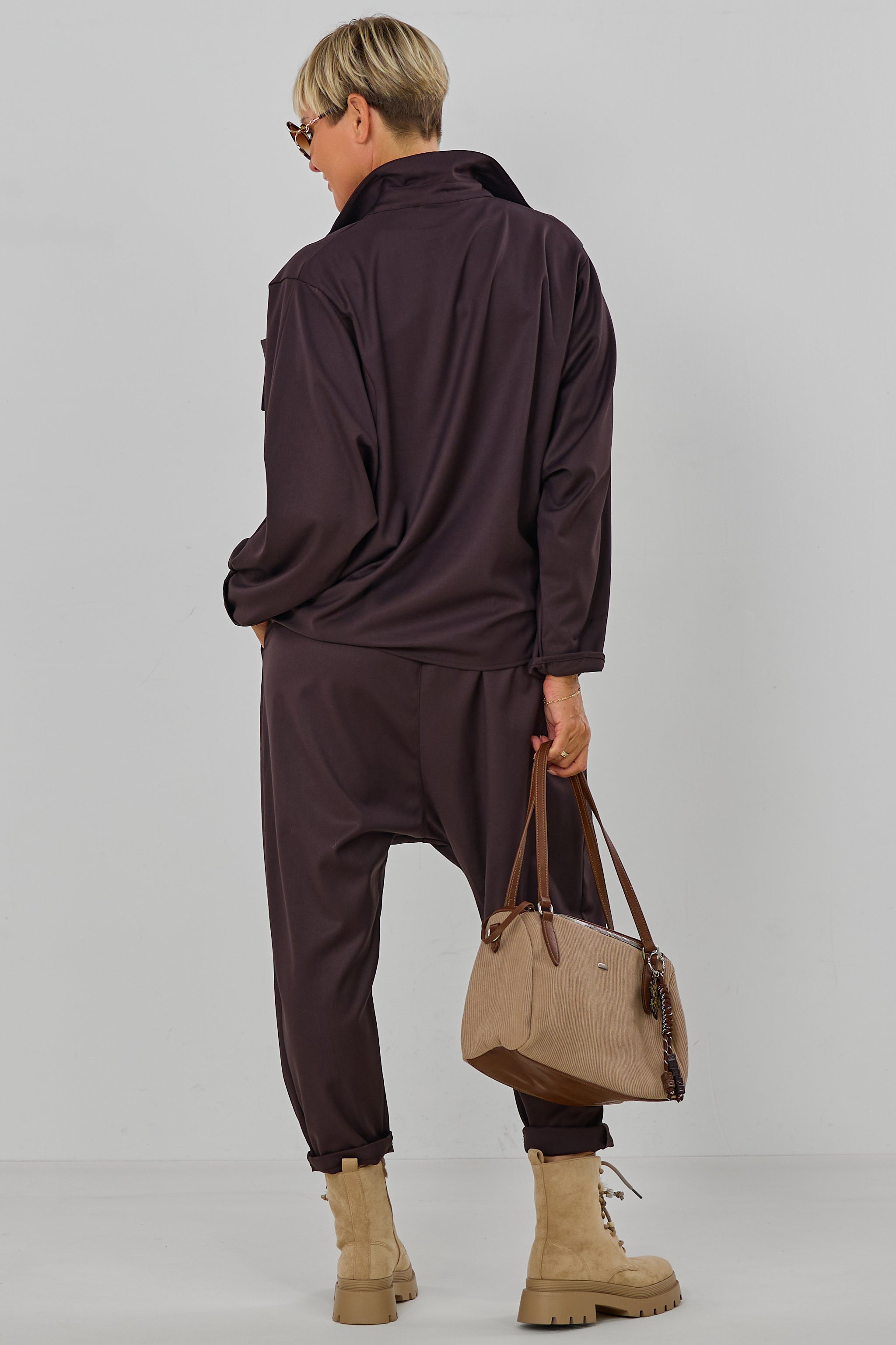 Elegante Baggy Hose, schokobraun