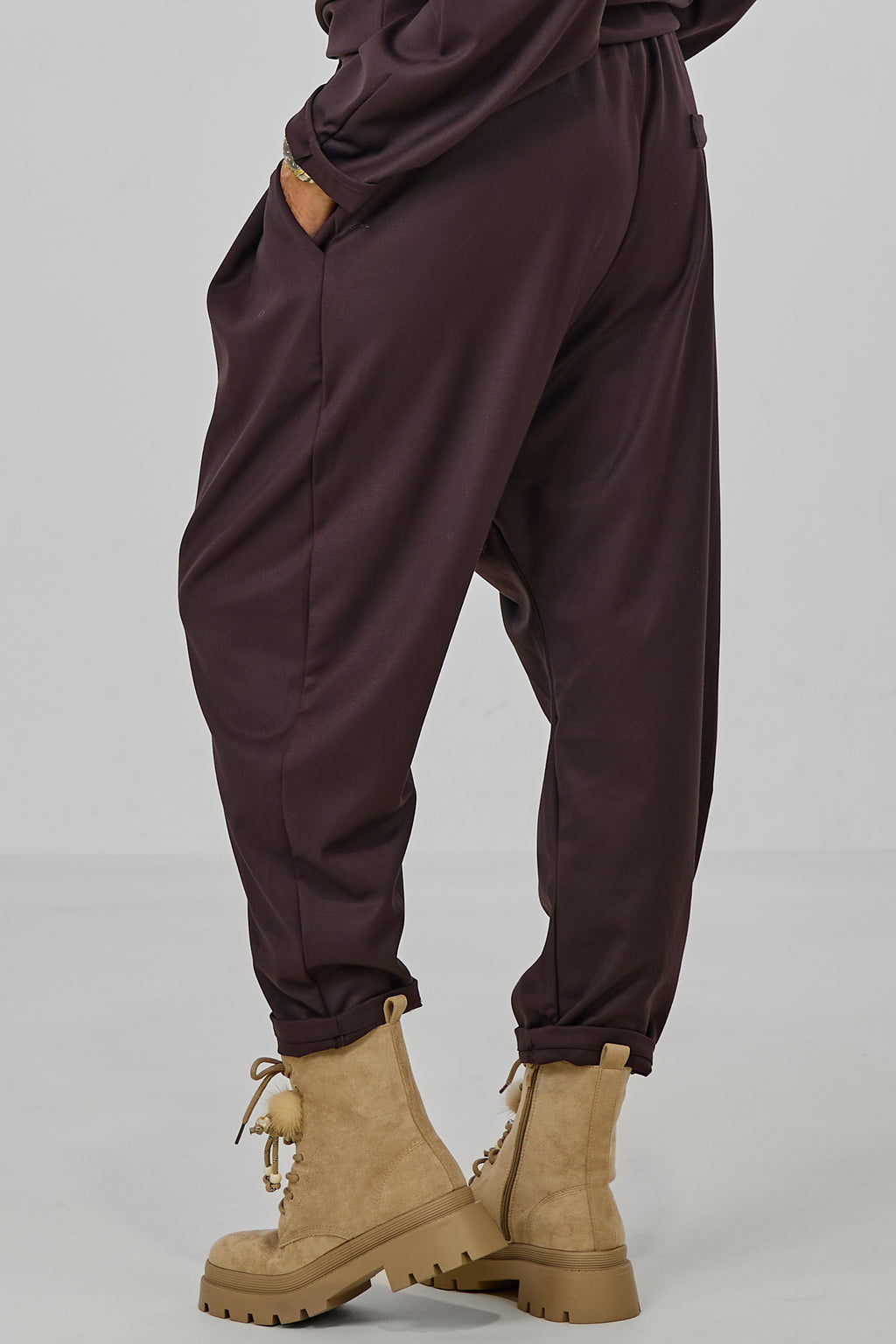 Elegante Baggy Hose, schokobraun