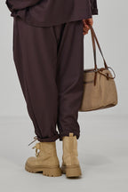Elegante Baggy Hose, schokobraun