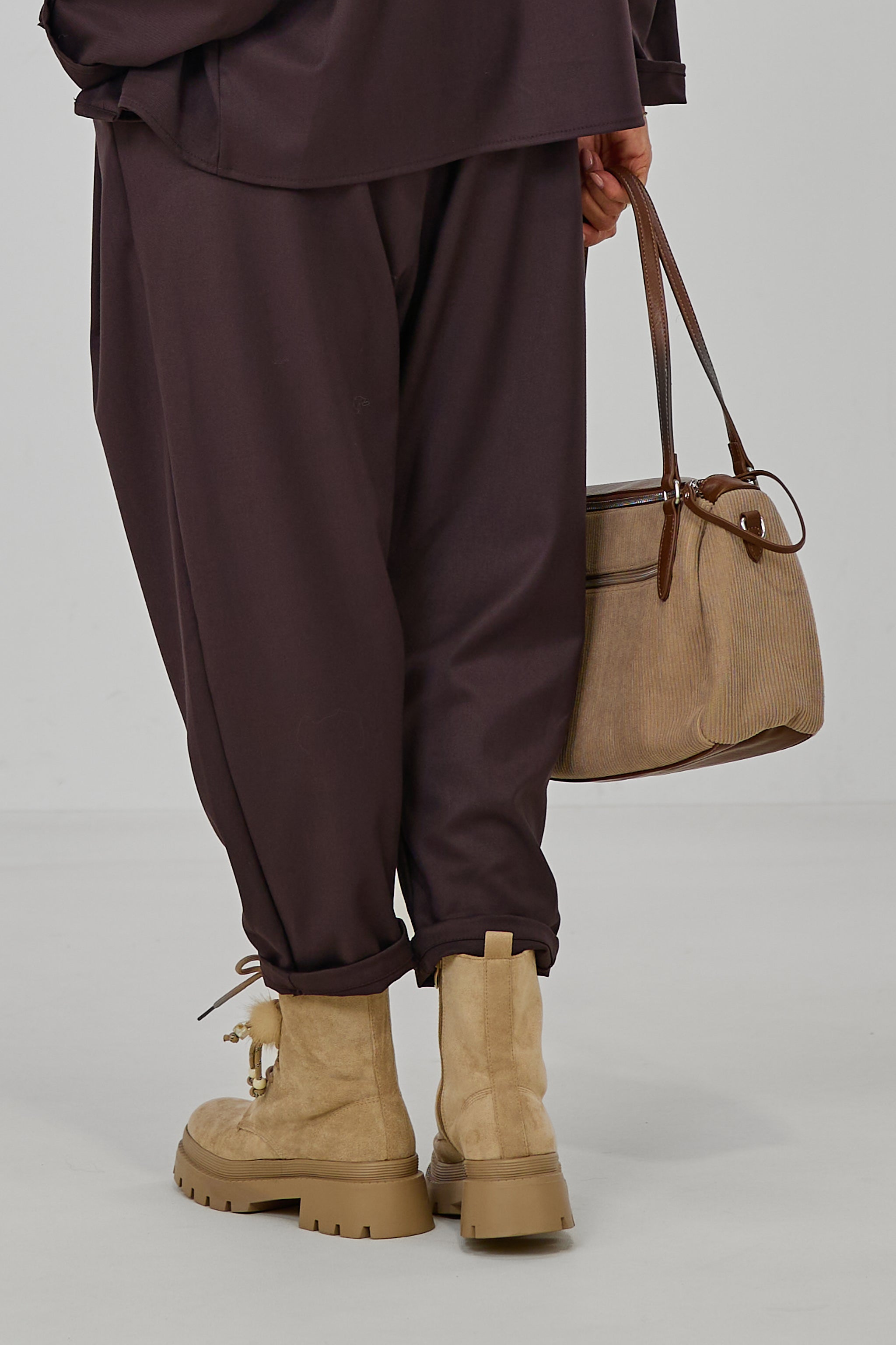 Elegante Baggy Hose, schokobraun