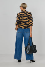 Pulli mit Turtleneck und 3/4 Arm, zebra camel-schwarz