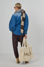 Jeanshemd mit Stehkragen, denim blau