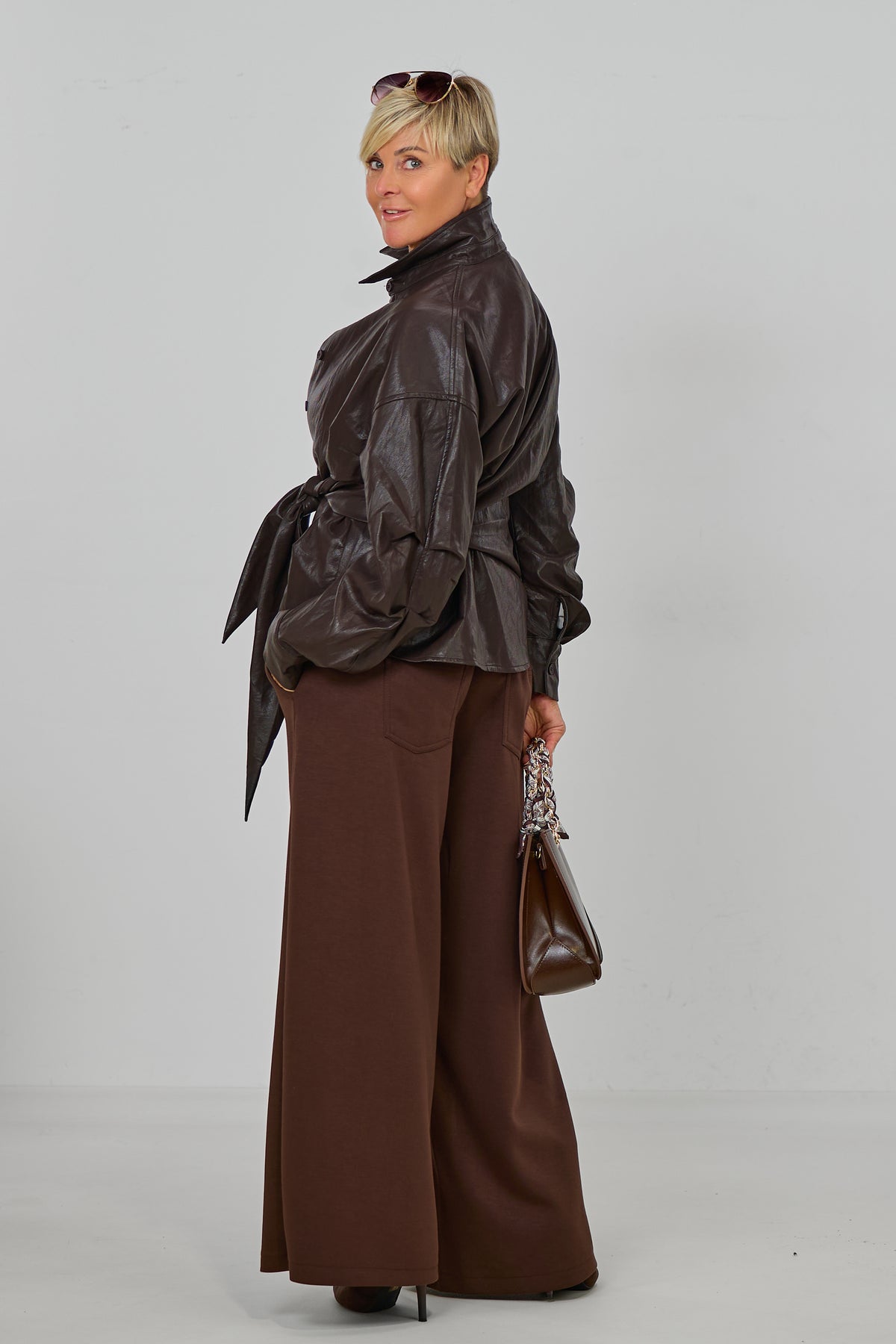 Hemdjacke in Lederoptik, schokobraun