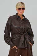 Hemdjacke in Lederoptik, schokobraun