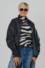 Hemdjacke in Lederoptik, schwarz