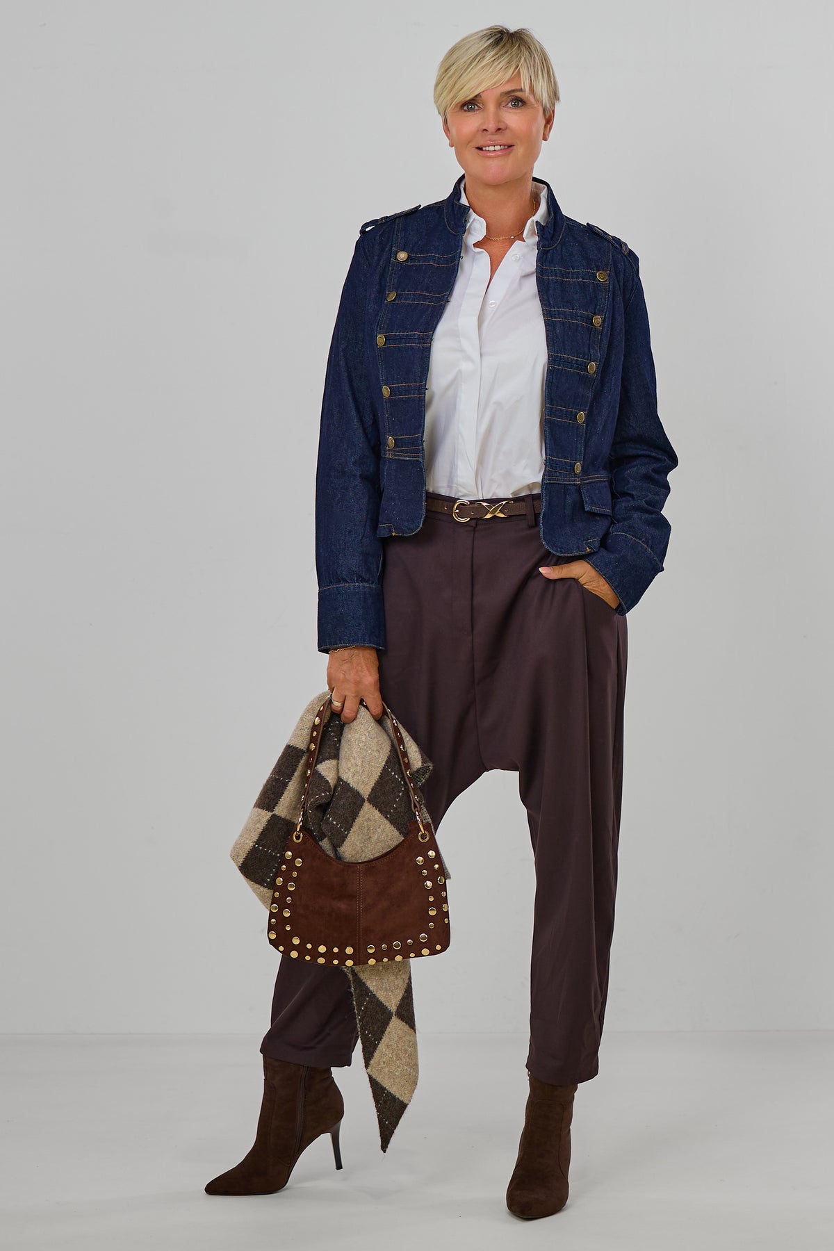 Jeansjacke im Military-Style, dark denim