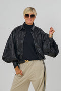 Hemdjacke in Lederoptik, schwarz
