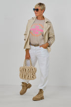 Sweaty COOL MOMS, beige-neonpink/orange