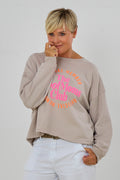 Sweaty COOL MOMS, beige-neonpink/orange