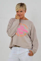 Sweaty COOL MOMS, beige-neonpink/orange