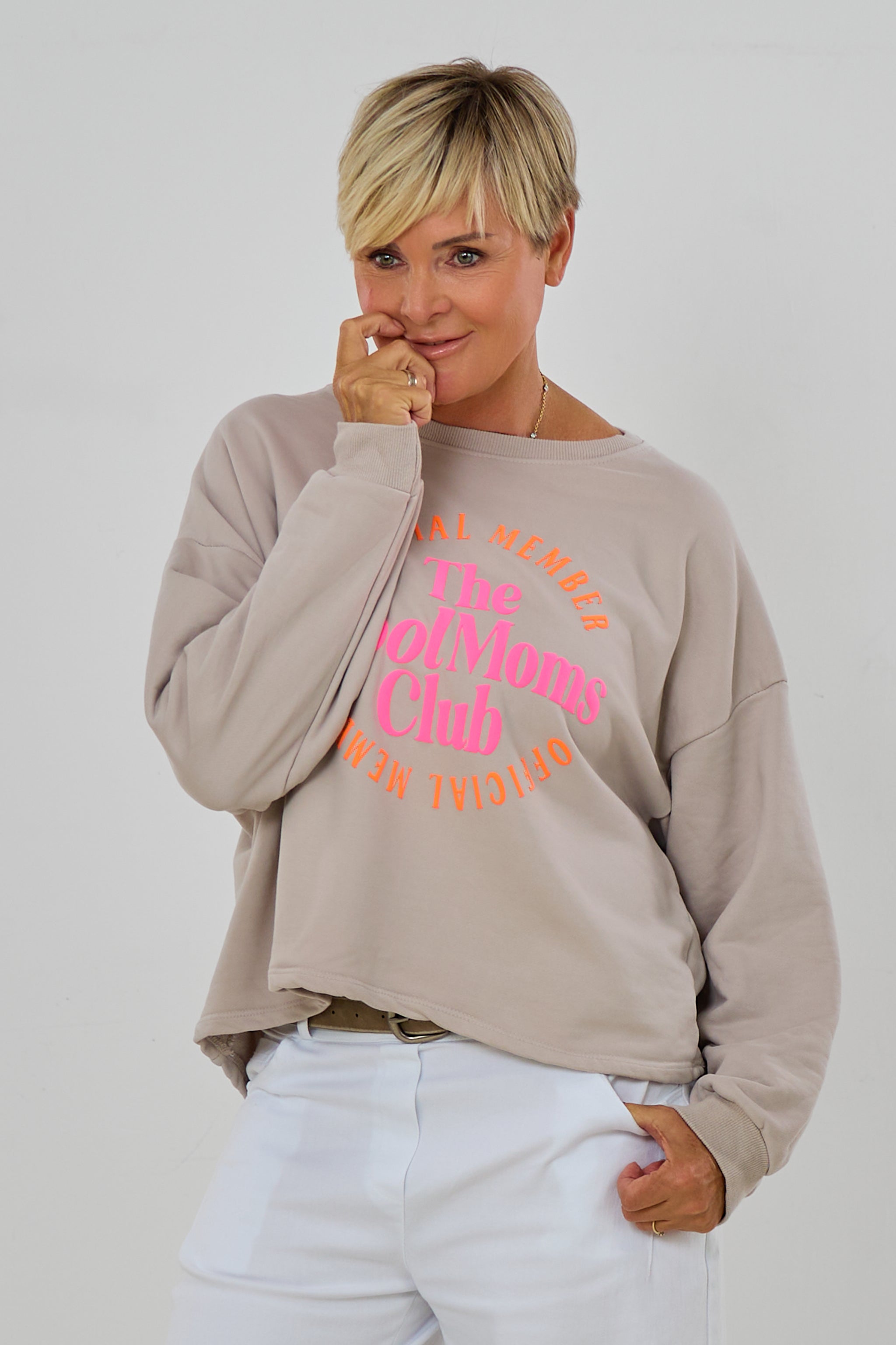 Sweaty COOL MOMS, beige-neonpink/orange