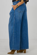 Highwaist Jeans mit Bändern, denim blue
