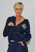 Cardigan mit "amore" Stickerei, marine-creme