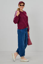 Cardigan mit "amore" Stickerei, bordeaux-rosa